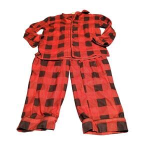 Wondershop Youth Size 6 Red & Black Buffalo Plaid Flannel Pajama Top Pants FLAW